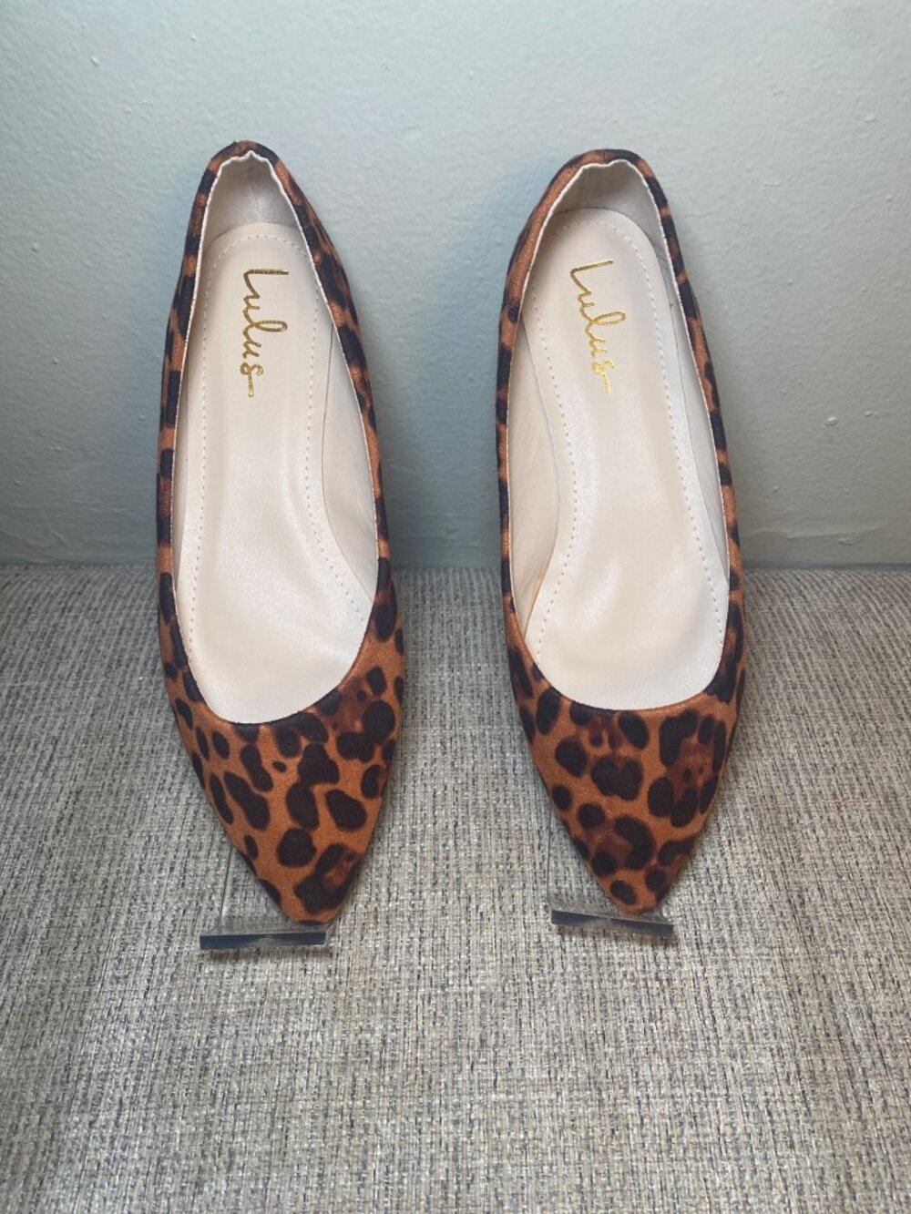 Lulus NWOT Leopard Print Pointed Toe Vegan Suede Ballet Flats 8.5